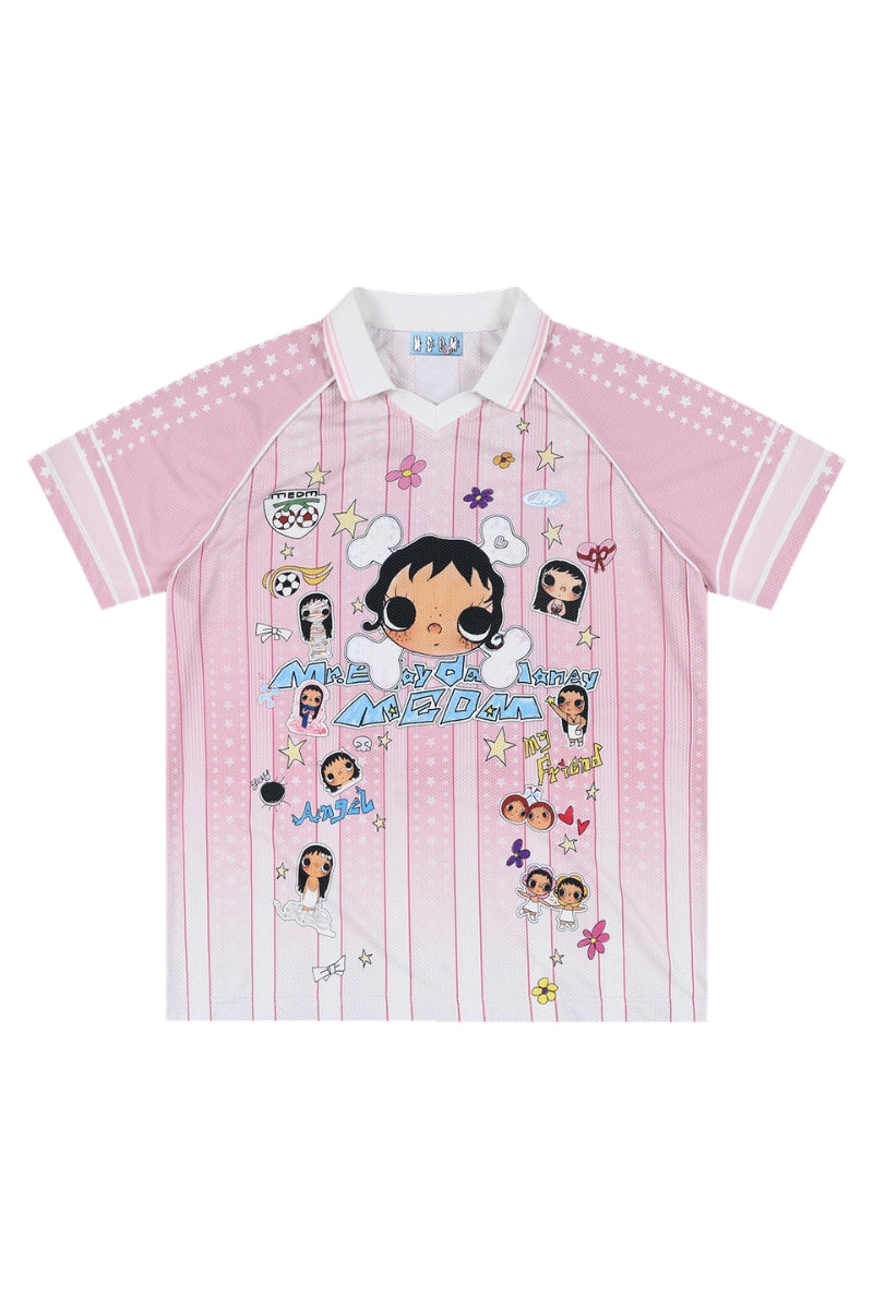 MEDM x YUY Yu Collab Print Letter Embroidery Polo Jersey Tee