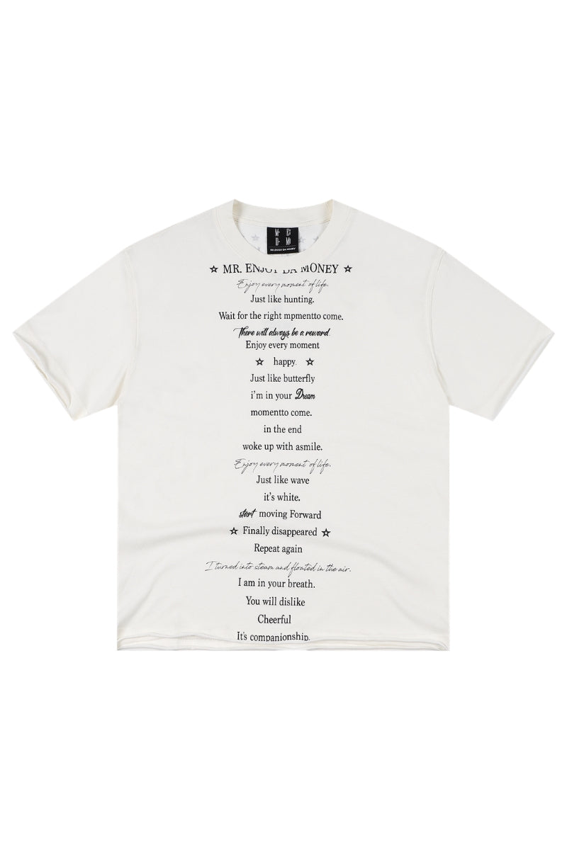 MEDM Poem Print Knit Crew Neck Unisex Tee