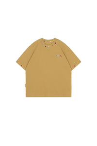 BJHG Unisex Heavyweight‑Cotton Embroidered Short‑Sleeve Tee, American Retro Loose‑Fit Couple Top