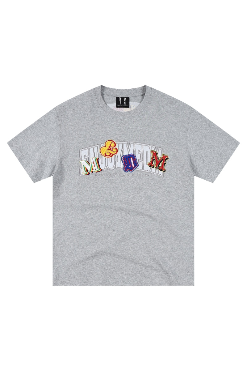 MEDM Double Color Embroidery Letter Unisex T-Shirt