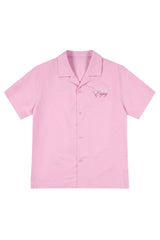 MEDM Color Block Letter Embroidery Linen Unisex Shirt