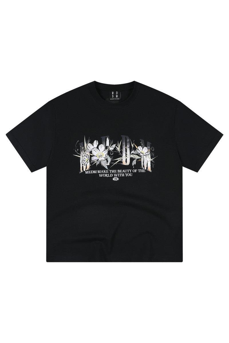 MEDM Ink Floral Embroidered Unisex Short Sleeve Tee