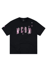 MEDM Relaxed Fit Camouflage Letter Rhinestone Streetwear Tee