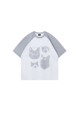 BJHG Unisex Emotional Kitty Print Couple Tee