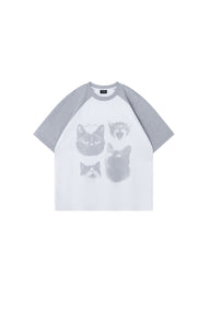 BJHG Unisex Emotional Kitty Print Couple Tee