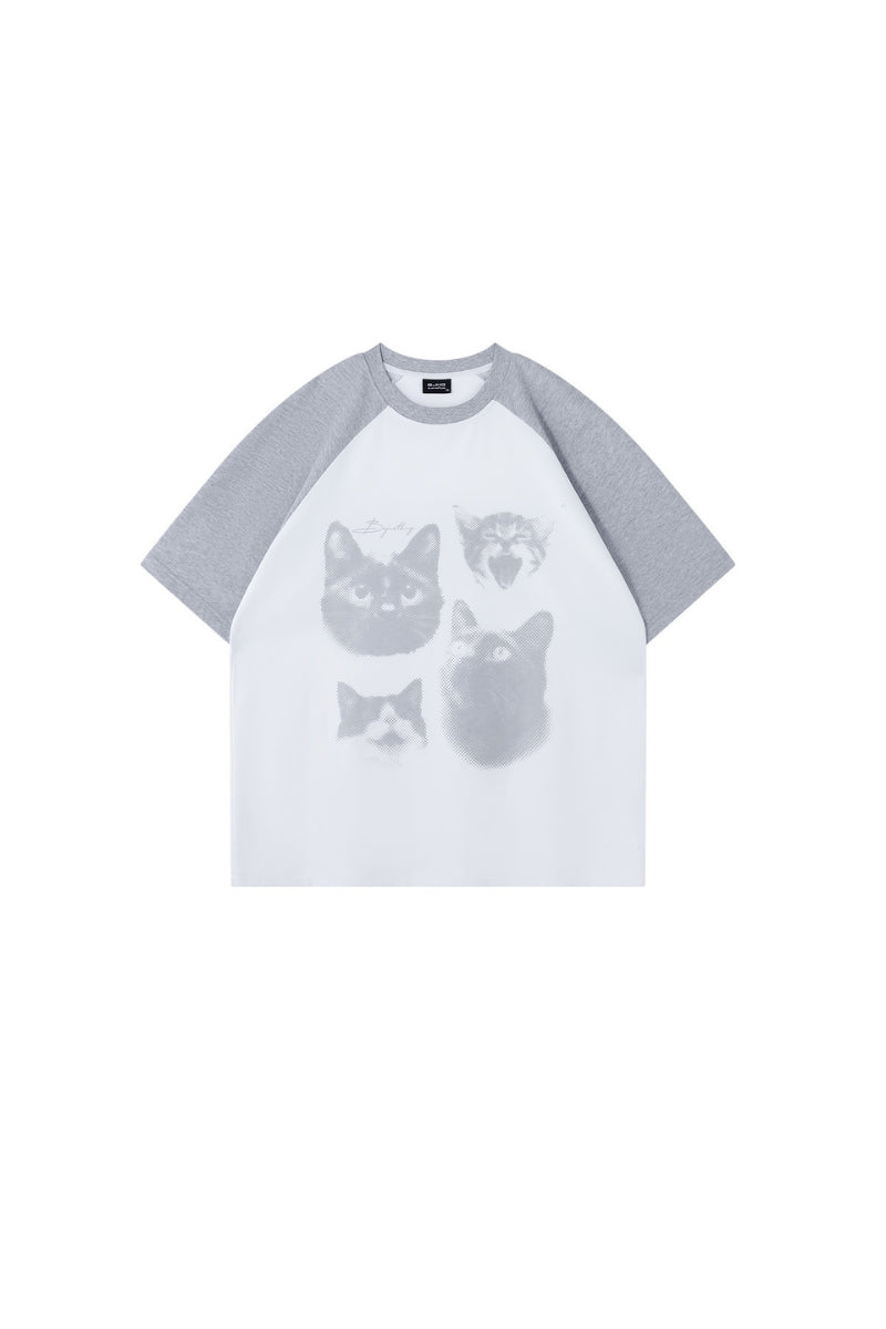 BJHG Unisex Emotional Kitty Print Couple Tee