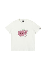 Dangerouspeople DSP Asymmetrical Eye Plaid Patch Fruit Print Casual Tee
