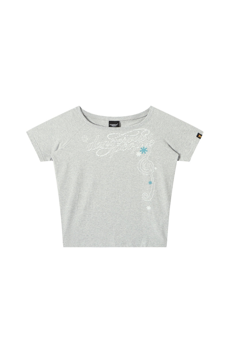 DangerousPeople｜Whimsical Garden Music‑Note One‑Shoulder Women’s T‑Shirt