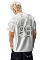 MEDM 2026 Star Number V-Neck Jersey Women Sporty Loose Short Sleeve T-Shirt
