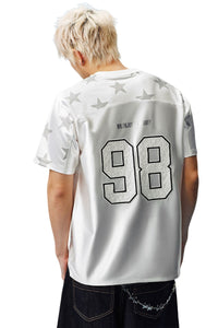 MEDM 2026 Star Number V-Neck Jersey Women Sporty Loose Short Sleeve T-Shirt