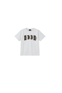 MEDM double skin leopard print chest four-word short sleeve T