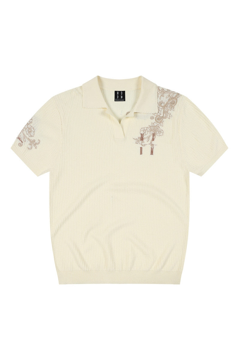 MEDM Vine Embroidered Vintage Casual Tee