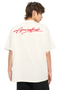 AFGK | Script Embroidery Tee, American Relaxed Unisex Loose T-Shirt