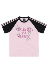MEDM Color Block Graffiti Raglan Striped Unisex T-Shirt
