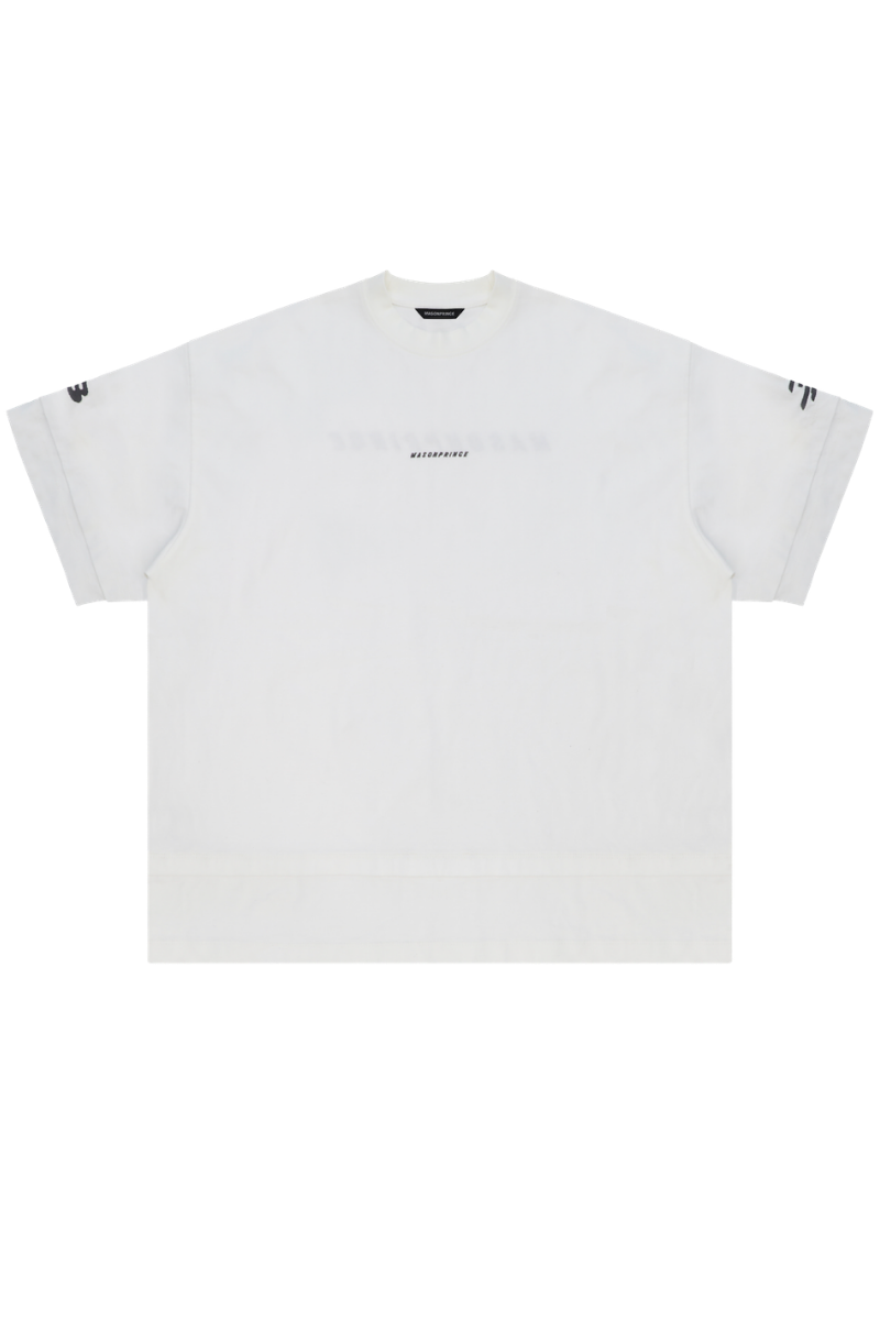 Masonprince  Double Golden Divide Knitted Round-Neck Short T-Shirt