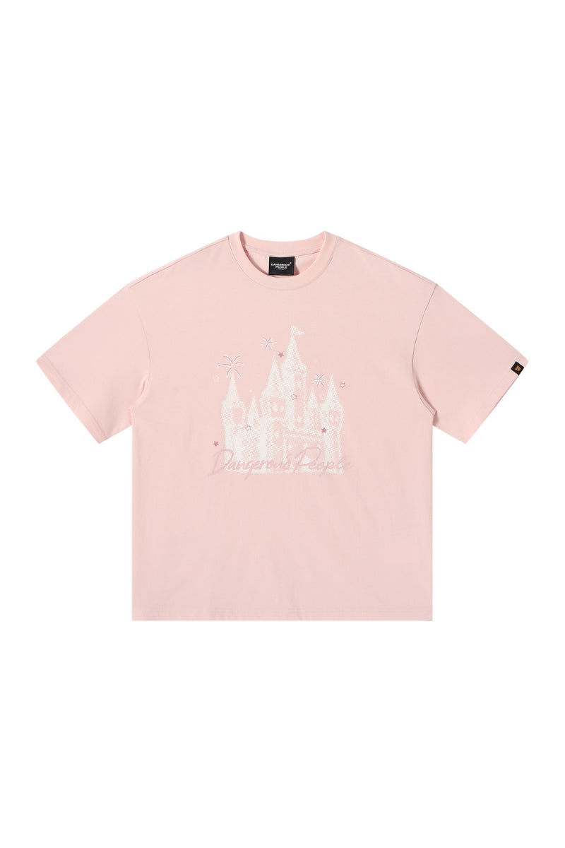 Dangerouspeople DSP Small‑D Castle Firework Embroidery Loose Tee