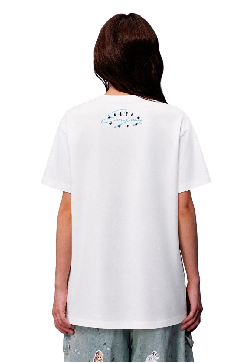 MEDM 3D Logo Embroidery Contrast Color Cooling Crew Neck Tee