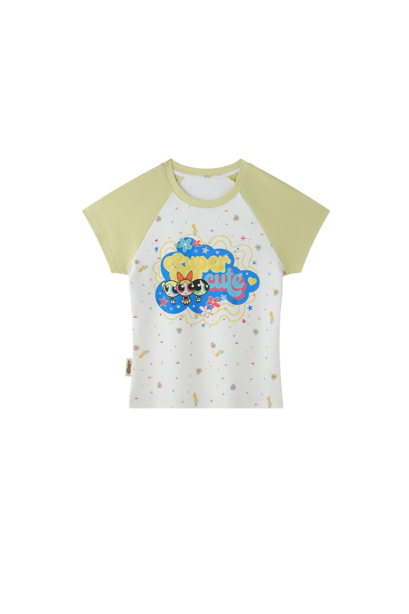 BJHG × The Powerpuff Girls Women Figure‑Flattering Graphic‑Print Short‑Sleeve Tee