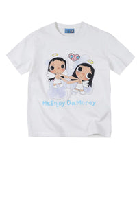 MEDM x YUY Co-branded Angel Print Heart Embroidery Crew Neck Tee