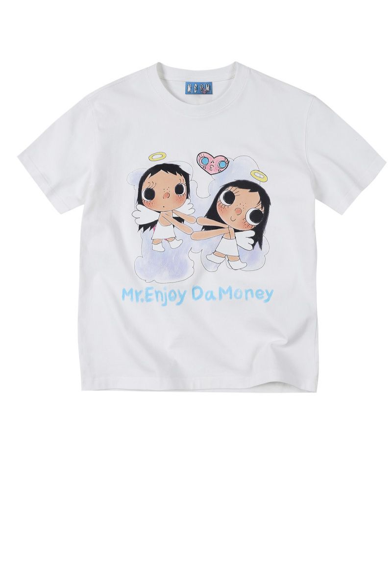 MEDM x YUY Co-branded Angel Print Heart Embroidery Crew Neck Tee