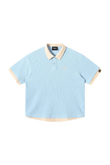 DangerousPeople DSP｜Fake Two‑Piece Dog Embroidery Oversized Drop‑Shoulder Polo Shirt
