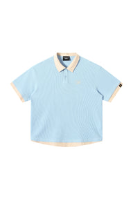 DangerousPeople DSP｜Fake Two‑Piece Dog Embroidery Oversized Drop‑Shoulder Polo Shirt