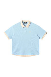DangerousPeople DSP｜Fake Two‑Piece Dog Embroidery Oversized Drop‑Shoulder Polo Shirt