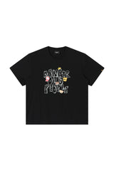 Dangerouspeople｜Graffiti Font Print Loose Oversized Cotton T‑Shirt