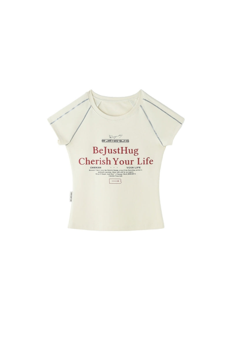 BJHG American Style Fitted Tee Women Summer New Cool‑Touch Streetwear Short Sleeve Top