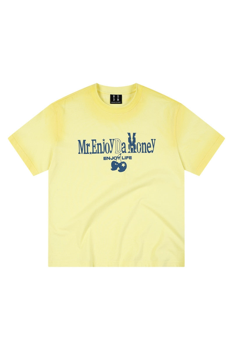 MEDM Gradient Macaron Letter Print Oversized Couple Tee