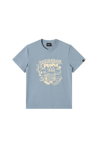 DangerousPeople DSP Mini‑D Home Hand‑Drawn Washed Tee Retro Texture Couple T‑Shirt