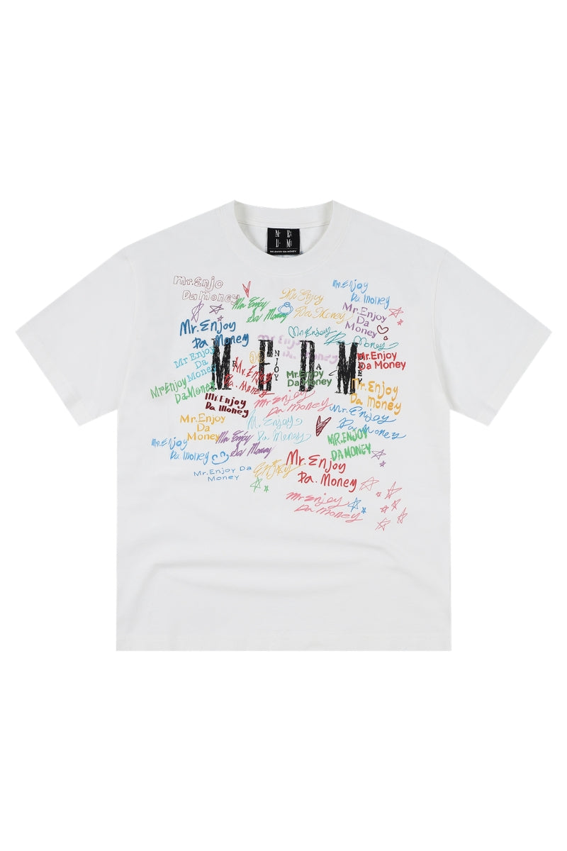 MEDM Graffiti Print UPF40+ Sun Protection American Street Couple Tee