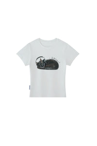 BJHG Women's Lazy Cat Straight‑Shoulder Tee