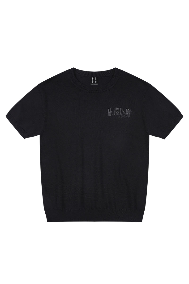 MEDM Solid Knit Embroidered Logo Loose Couple T-shirt