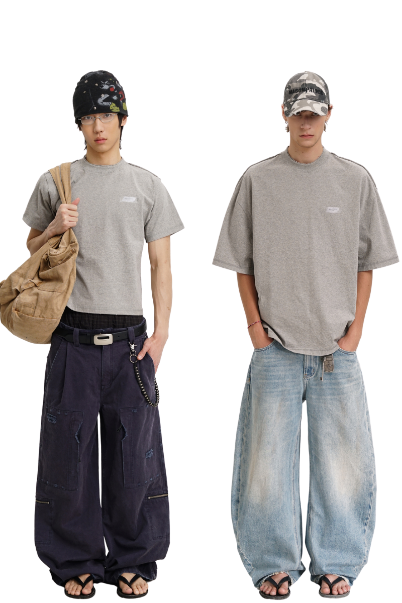 Masonprince 26 Early Spring Layered Crew Neck Knit Short-Sleeve T-Shirt