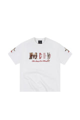MEDM Leather Leopard Patch Big Logo Oversized Couple Tee