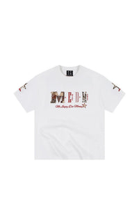 MEDM Leather Leopard Patch Big Logo Oversized Couple Tee