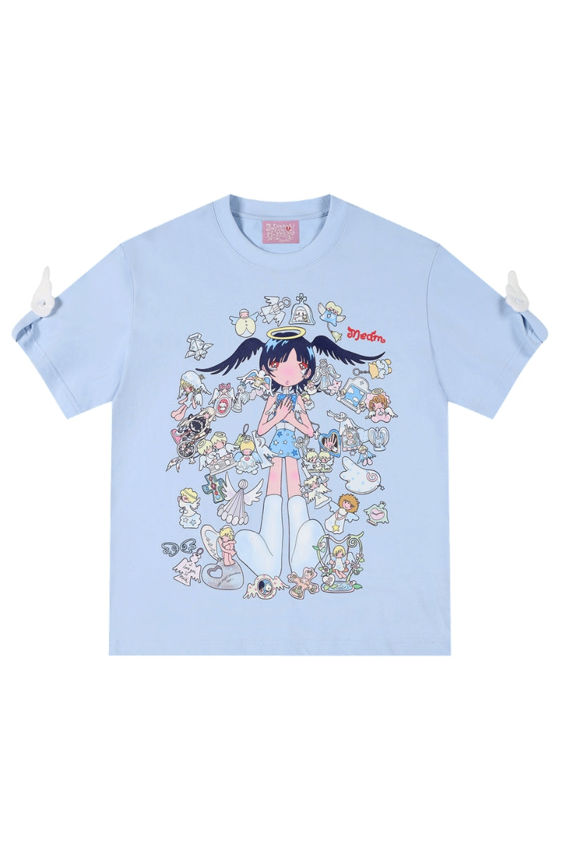MEDM × Niaoyiyi | Angel Wing Sleeve Strap Women Tee