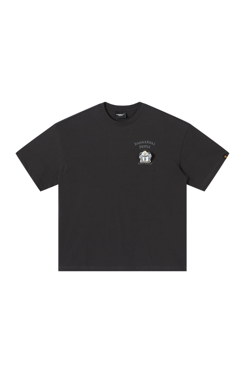 DangerousPeople DSP Detachable Small‑D Crown Print Drop‑Shoulder Tee