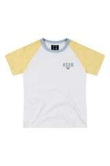 MEDM Stripe Raglan Embroidered Logo Loose T-shirt Women