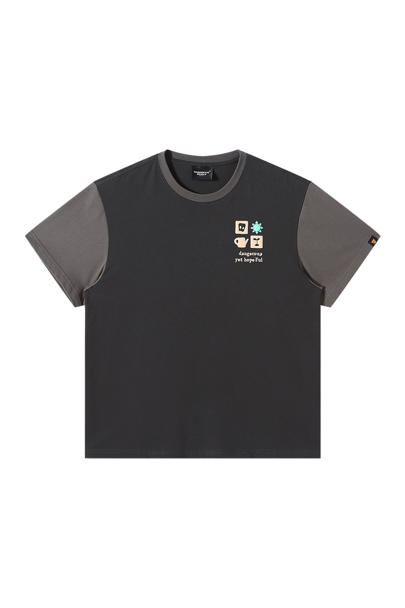 Dangerouspeople DSP Logo Small‑D Color‑Block Summer Cool‑Touch Couple Tee