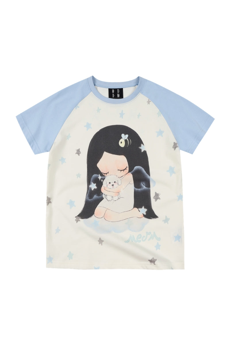 MEDM x Iria Mailbox Guardian Dog Print Women Raglan Tee