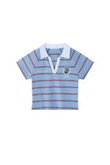 BJHG Summer New Women Cotton T‑Shirt Preppy Style Striped V‑Neck Slim Fit Fashion Top