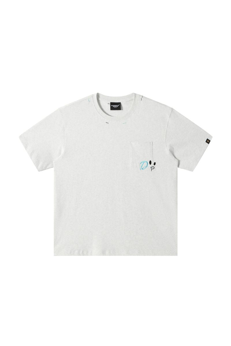 Dangerouspeople DSP Colorful Wave Embroidery 100% Cotton Loose Tee