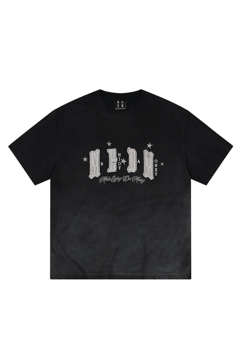 MEDM Casual Loose Fit Appliqué Logo Crew Neck Unisex Tee