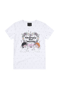 MEDM White Wreath Angel Print Polka Dot Loose Women Tee