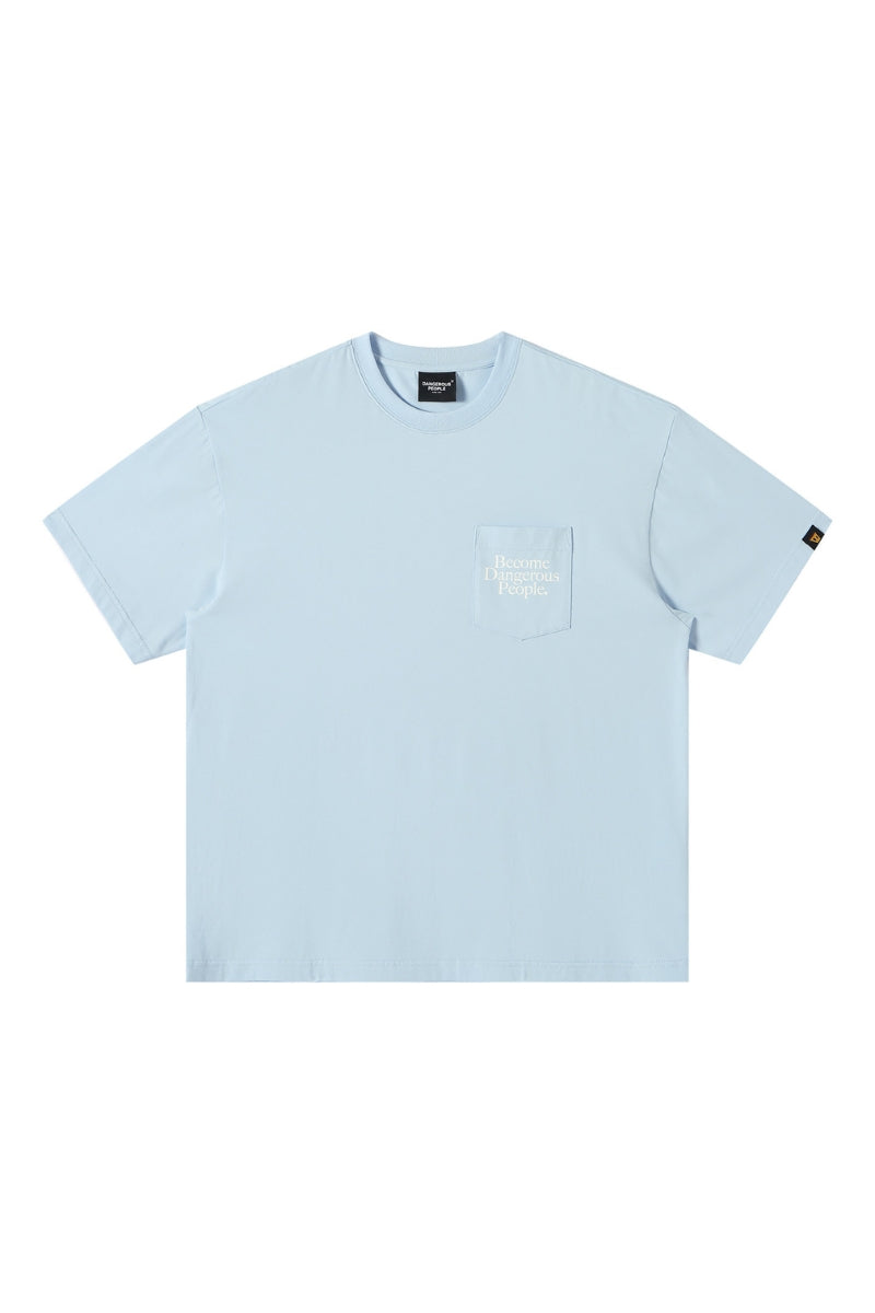 DangerousPeople DSP Letter Print Pocket Loose‑Fit Crew Neck Tee