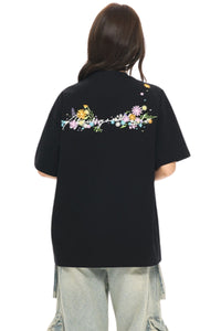 AFGK | Floral Embroidered Heavyweight Tee, American Casual Unisex T-Shirt