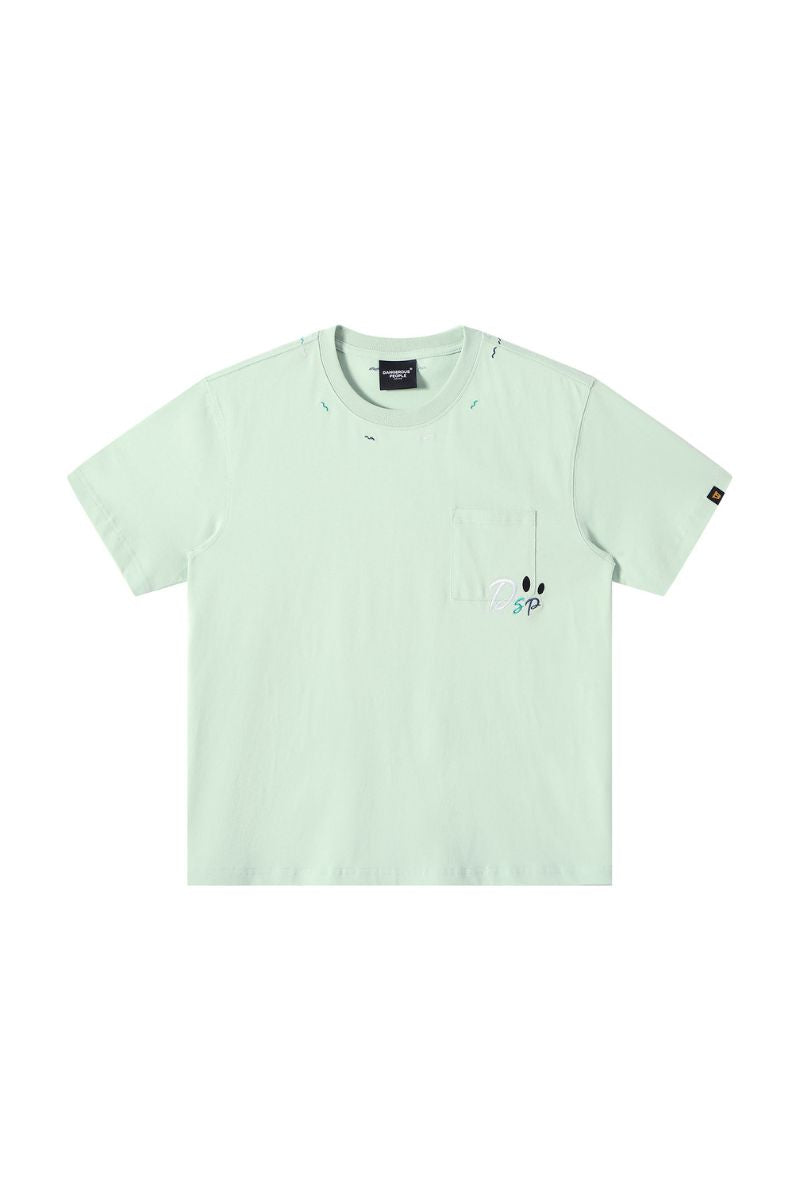 Dangerouspeople DSP Colorful Wave Embroidery 100% Cotton Loose Tee