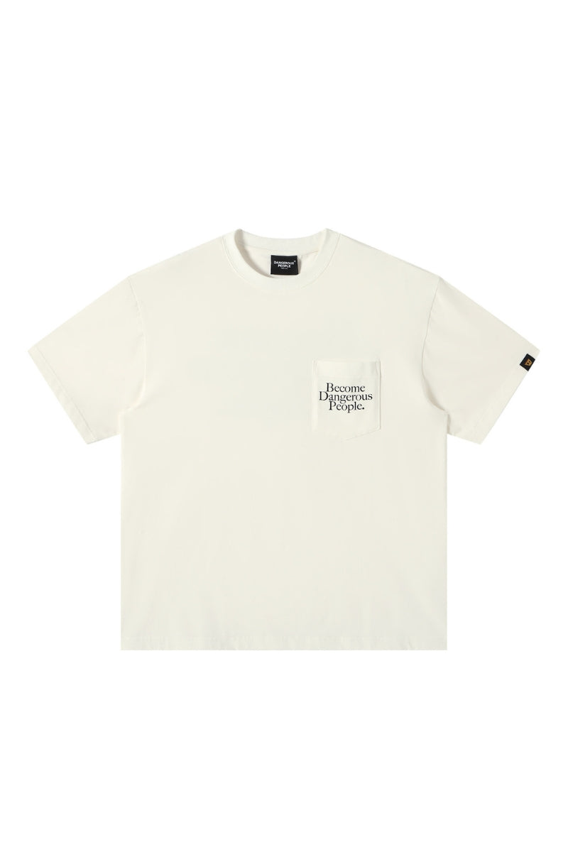 DangerousPeople DSP Letter Print Pocket Loose‑Fit Crew Neck Tee